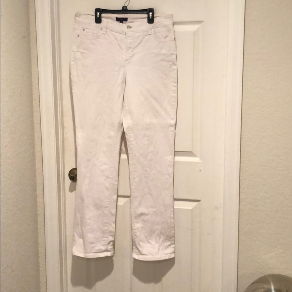White straight leg jeans